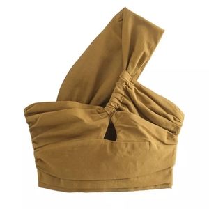 Asymmetric Linen Crop Top